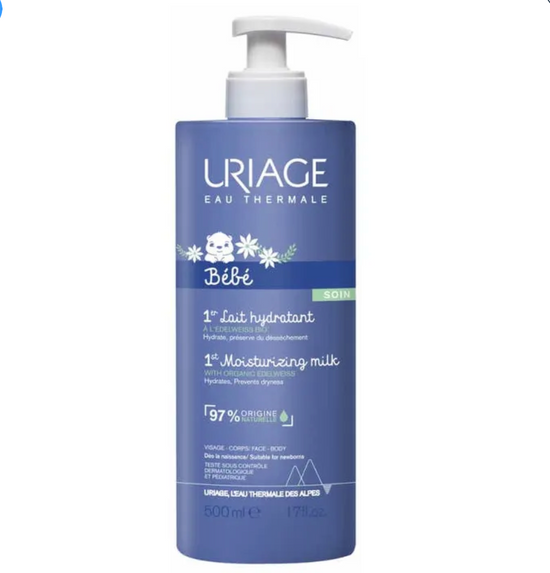 Uriage - BEBE - 1er Lait Hydratant - Visage et Corps - Tous Types de Peaux, 500ml