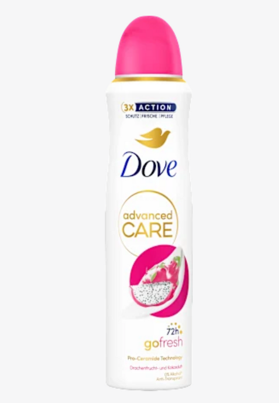 Dove - Déodorant Spray Advanced Care Fruit du dragon et parfum de noix de coco, 150 ml