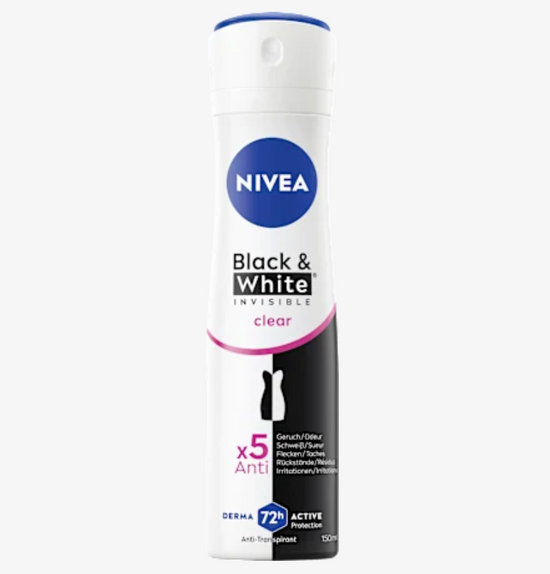 Nivea - Déodorant anti-transpirant Black & White Invisible Clear, 150 ml