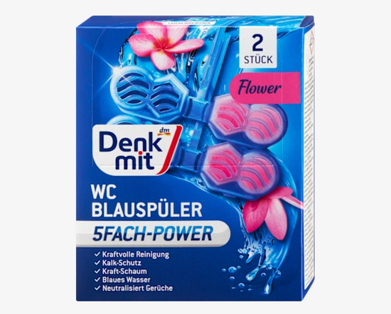 Denkmit - Bloc WC bleuté Flower, 2 pièces